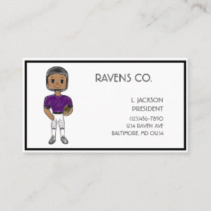 ヴィンテージレトロサッカープレーヤーパープルブラックシンプル 名刺
