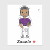 ヴィンテージレトロサッカープレーヤーブラックパープルシンプルプル シール (シート)