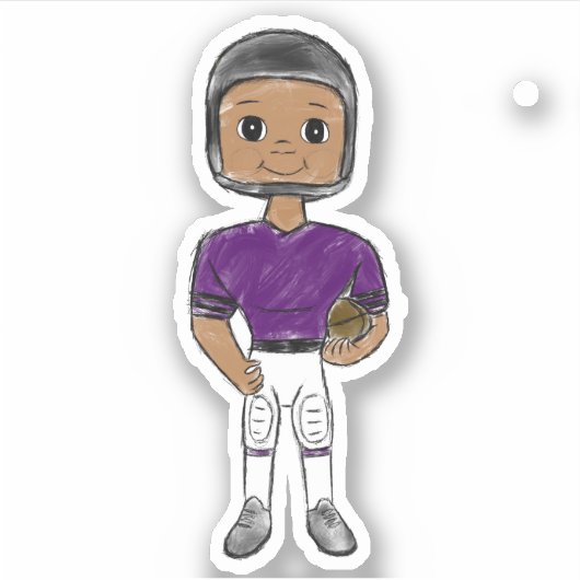 ヴィンテージレトロサッカープレーヤーブラックパープルシンプルプル シール (正面)