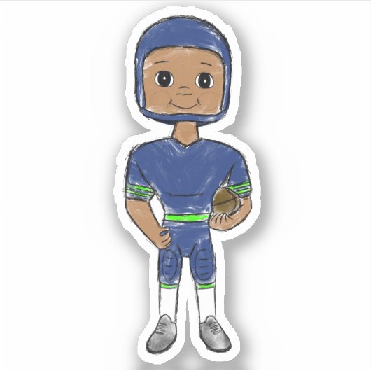 ヴィンテージレトロサッカープレーヤーブルーシンプルグリーン シール (正面)