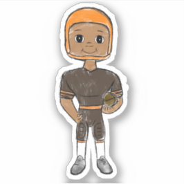 ヴィンテージレトロサッカー選手ブラウンシンプルオレンジ シール