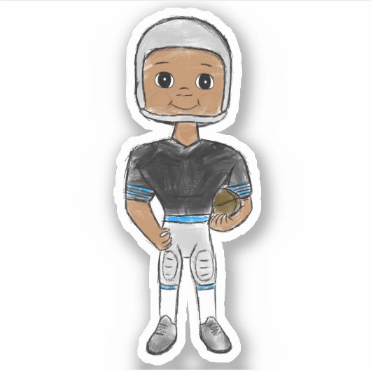 ヴィンテージレトロサッカー選手ブラックブルーシンプル シール (正面)