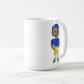 ヴィンテージレトロサッカー選手ブルーイエローシンプル コーヒーマグカップ (正面右)
