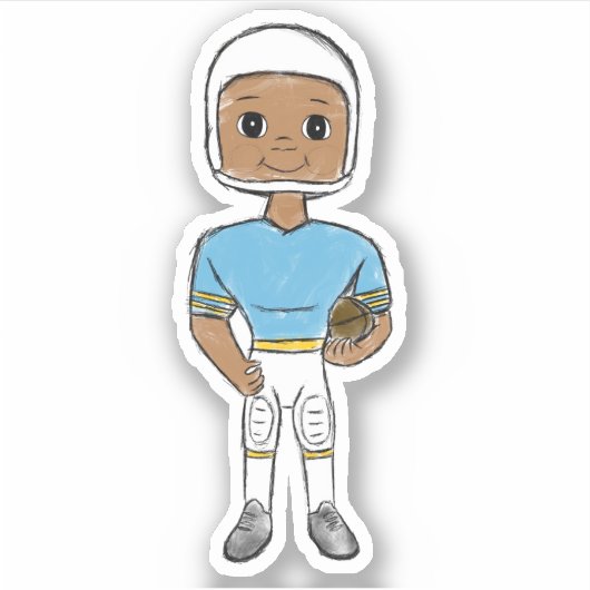 ヴィンテージレトロサッカー選手ブルーイエローシンプル シール (正面)