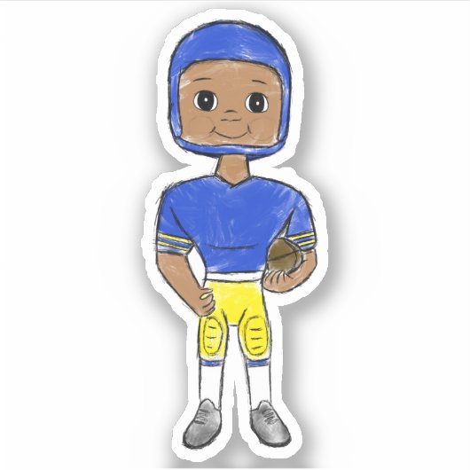 ヴィンテージレトロサッカー選手ブルーイエローシンプル シール (正面)