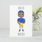 ヴィンテージレトロサッカー選手ブルーイエローシンプル 招待状 (スタンド正面)