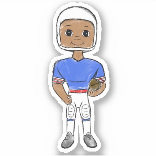 ヴィンテージレトロサッカー選手ブルーホワシンプルイト シール (正面)