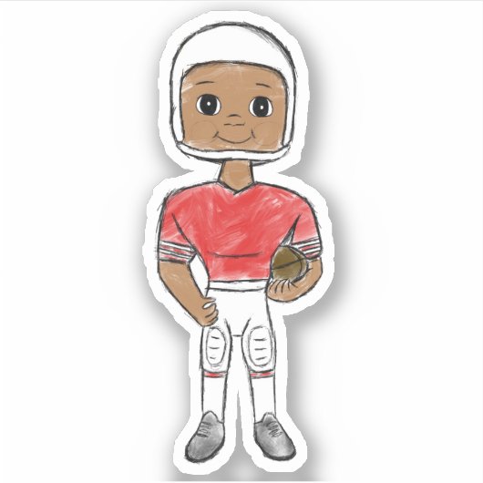 ヴィンテージレトロサッカー選手レッドホワイトシンプル シール (正面)