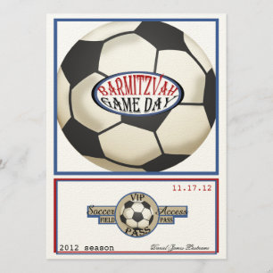 ヴィンテージレトロサッカー5.5 x 7.5バー(ユダヤ教の)バル・ミツバー 招待状