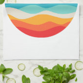 ヴィンテージレトロサマータイムビーチドルフィン キッチンタオル (折り畳み)