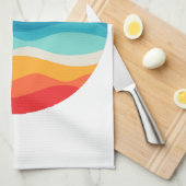 ヴィンテージレトロサマータイムビーチドルフィン キッチンタオル (四つ折り)