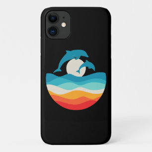 ヴィンテージレトロサマータイムビーチドルフィン iPhone 11 ケース