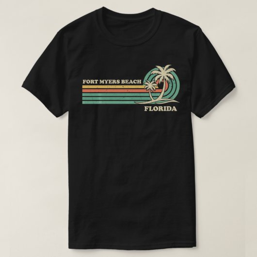 ヴィンテージレトロサマーバケーションフロリダフォートマイヤーズB Tシャツ (デザイン正面)