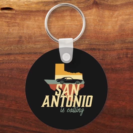ヴィンテージレトロサンアントニオテキサス州USAシティマップ キーホルダー (正面)