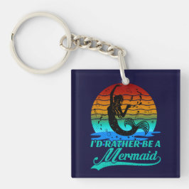 ヴィンテージレトロサンセットむしろ人魚になる キーホルダー