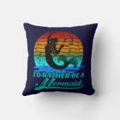 ヴィンテージレトロサンセットむしろ人魚になる クッション (裏面)