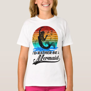 ヴィンテージレトロサンセットむしろ人魚になる Tシャツ
