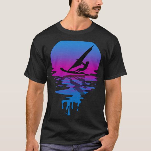ヴィンテージレトロサンセットウィンドサーフィン Tシャツ (正面)