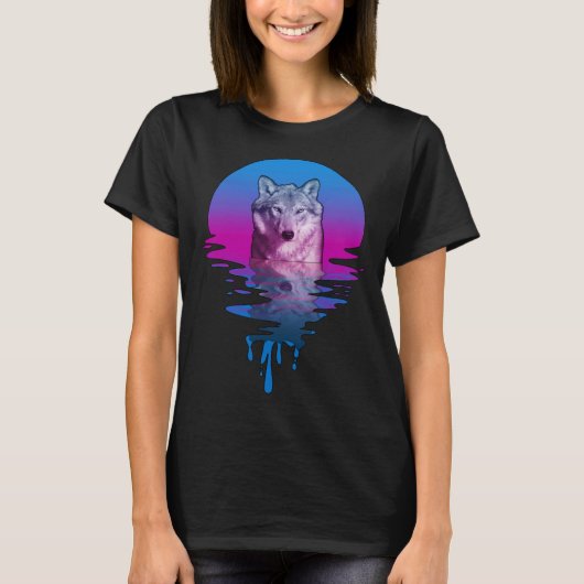 ヴィンテージレトロサンセットウルフ Tシャツ (正面)