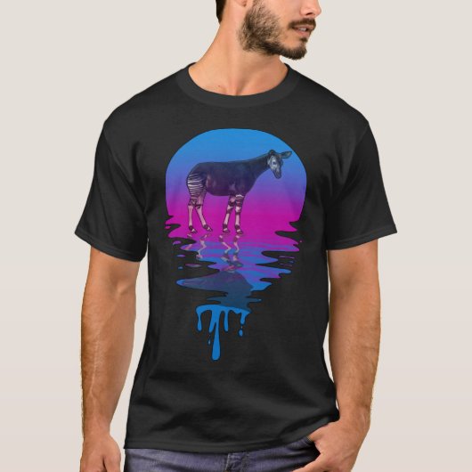 ヴィンテージレトロサンセットオカピ Tシャツ (正面)
