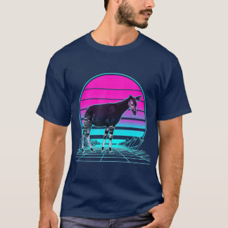 ヴィンテージレトロサンセットオカピ Tシャツ