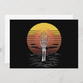 ヴィンテージレトロサンセットハロウィンゾンビハンドホラー 招待状 (正面/裏面)