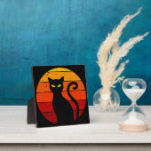 ヴィンテージレトロサンセットハロウィンブラックキャットI フォトプラーク (インサイチュ)