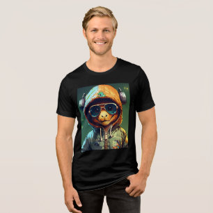 ヴィンテージレトロサンセットピーコックTシャツデザイン トライブレンドTシャツ
