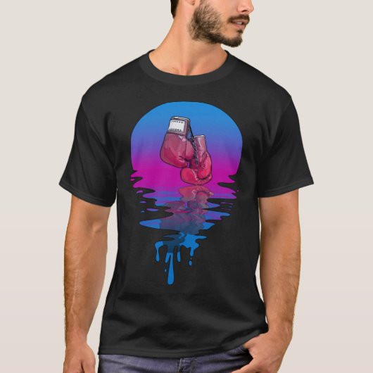 ヴィンテージレトロサンセットボクシング手袋 Tシャツ (正面)