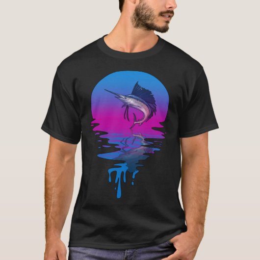 ヴィンテージレトロサンセットマーリン Tシャツ (正面)