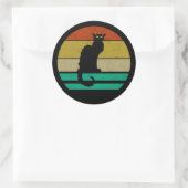 ヴィンテージレトロサンセットルチャットノワール黒猫 ラウンドシール (バッグ)