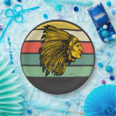 ヴィンテージレトロサンセット先住民アメリカングラフィック ペーパープレート (パーティー)