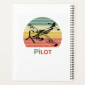 ヴィンテージレトロサンセット&飛行機モノグラムのシンプル プランナー手帳 (裏面)