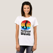 ヴィンテージレトロサンセットBe A Mermaid Make Waves Tシャツ (正面フル)