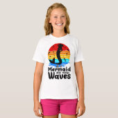 ヴィンテージレトロサンセットBe A Mermaid Make Waves Tシャツ (正面フル)