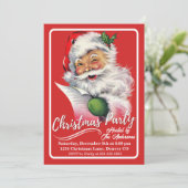 ヴィンテージレトロサンタが彼のリストクリスマスをチェック 招待状 (スタンド正面)