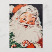 ヴィンテージレトロサンタとキャンディキャンセスクリスマス シーズンポストカード (正面)