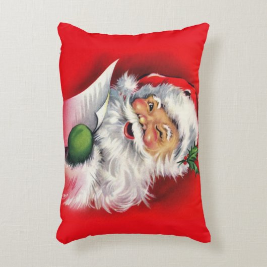 ヴィンテージレトロサンタとリストクリスマス アクセントクッション (正面(垂直))
