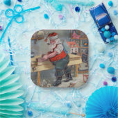 ヴィンテージレトロサンタのクリスマストイワークショップ ペーパープレート (パーティー)