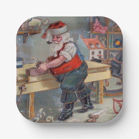 ヴィンテージレトロサンタのクリスマストイワークショップ ペーパープレート (正面)