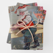 ヴィンテージレトロサンタのクリスマストイワークショップ ラッピングペーパーシート (インサイチュ)