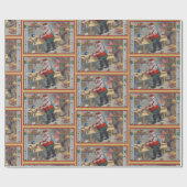 ヴィンテージレトロサンタのクリスマストイワークショップ ラッピングペーパー (フラット)