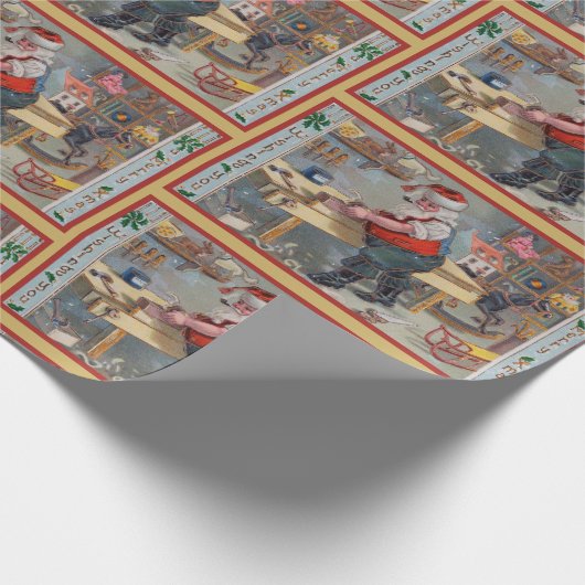 ヴィンテージレトロサンタのクリスマストイワークショップ ラッピングペーパー (角)