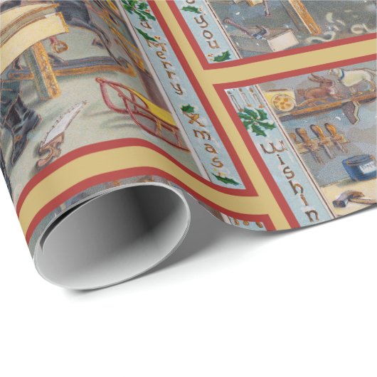 ヴィンテージレトロサンタのクリスマストイワークショップ ラッピングペーパー (ロールコーナー)