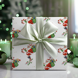 ヴィンテージレトロサンタキャンディーケーンポゴスティック ラッピングペーパー