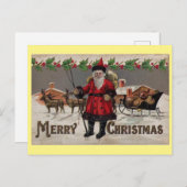 ヴィンテージレトロサンタクリスマスアンドトナディースリー シーズンポストカード (正面/裏面)