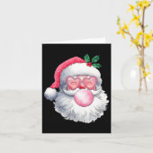 ヴィンテージレトロサンタクリスマスバブルガムピンクソン カード (黄色い花)