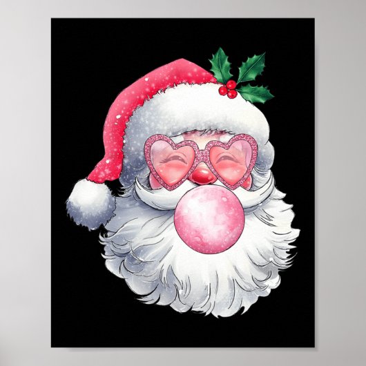 ヴィンテージレトロサンタクリスマスバブルガムピンクソン ポスター (正面)