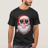 ヴィンテージレトロサンタクリスマスバブルガムピンクソン Tシャツ (正面)