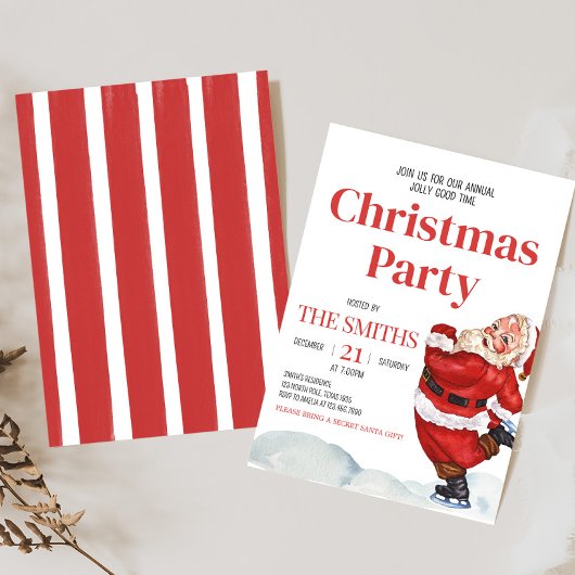 ヴィンテージレトロサンタクリスマスパーティの招待状 招待状